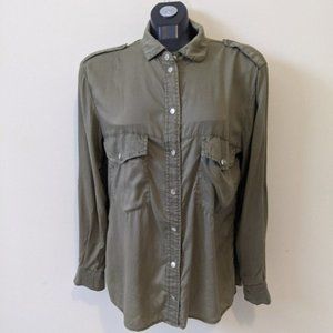 sanctuary blouse  army green snap button